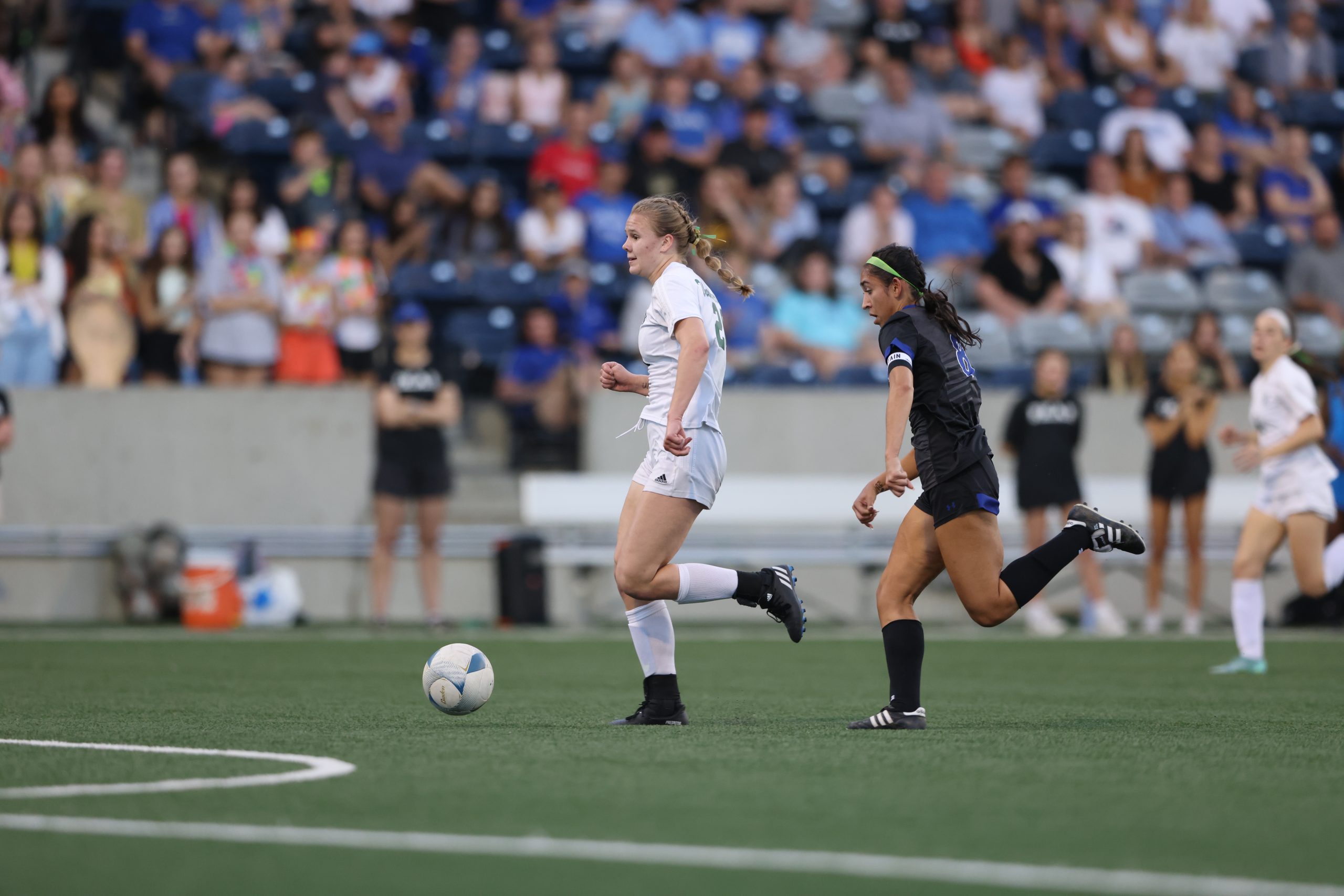 Lincoln Pius X plays against Omaha Marian in the first round of the Class A girls Nebraska state soccer tournament at Morrison Stadium on Monday, May 9, 2022, in Omaha, Neb.  (By Rebecca S. Gratz)